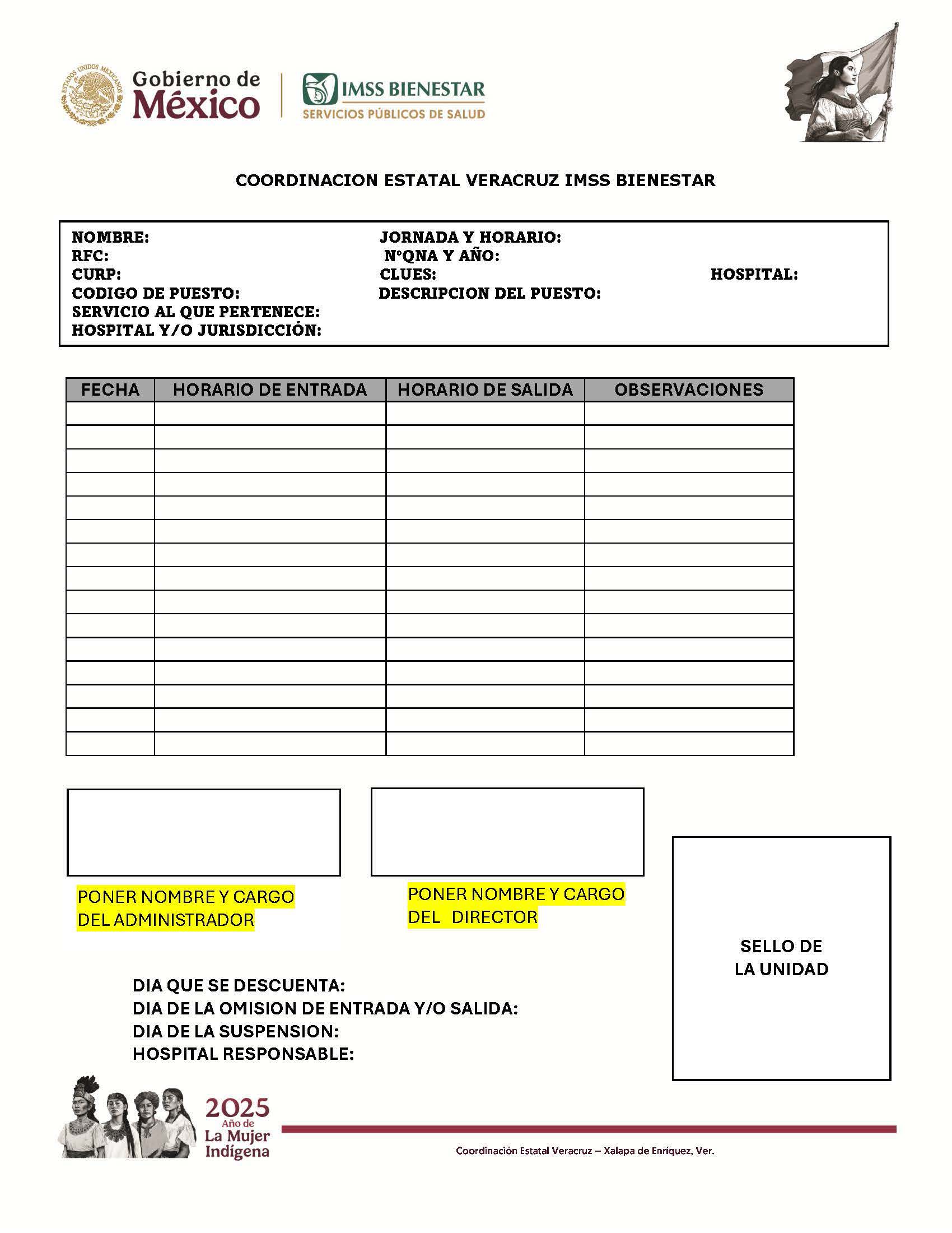 Ejemplo de hoja de asistencia generada